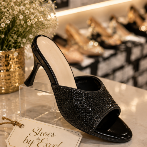GLAMOUR BLACK HEELED MULES – ΛΑΜΠΕΡΑ ΕΞΩΦΤΕΡΝΑ ΠΑΠΟΥΤΣΙΑ ΜΕ ΣΤΡΑΣ (10CM)!!!LT2525