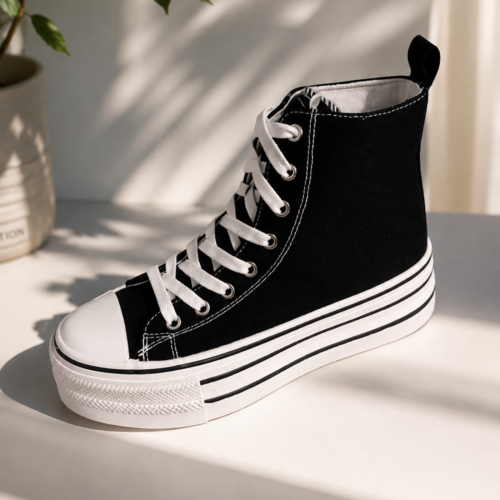 Γυναικεία Sneakers με Δίπατη Σόλα Πλατφόρμα – Μαύρο (Τελευταία Κομμάτια)!LY787