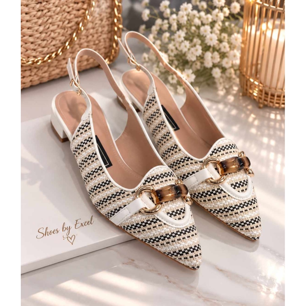 Γυναικεία Ψάθινα Γοβάκια Slingback Merilia με Διακοσμητική Τόκα (Μεγάλα Μεγέθη 41-44)DMS313-17