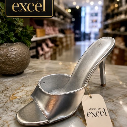 Metallic Ασημί Mules με Σταθερό Τακούνι !!!OM8617