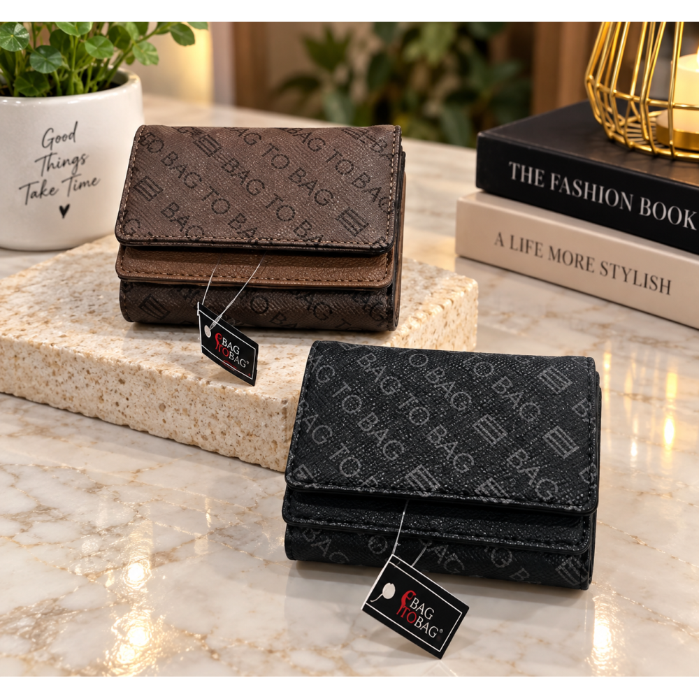 Γυναικείο Μικρό Πορτοφόλι Bag to Bag με Μοτίβο Logo Κλείσιμο με Clip!!!998