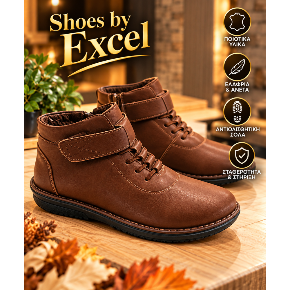 COMFORT LEATHER-LOOK ΜΠΟΤΑΚΙΑ ΜΕ ΛΟΥΡΑΚΙ VELCRO & ΕΛΑΣΤΙΚΑ ΚΟΡΔΟΝΙΑ!K207