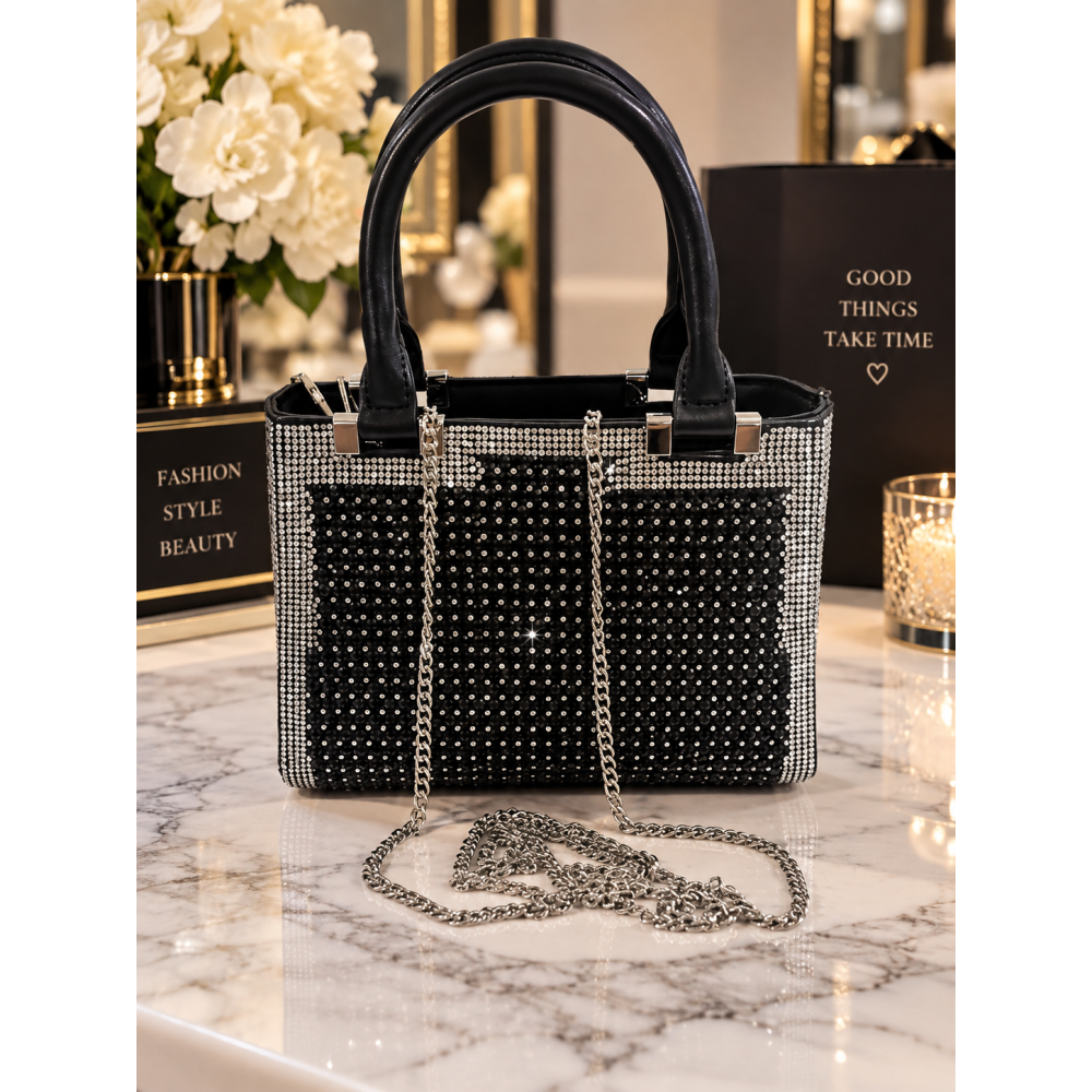 Glam Rhinestone Mini Bag – Λαμπερή Τσάντα Χειρός & Ώμου με Κρυστάλλους!!!MD2508