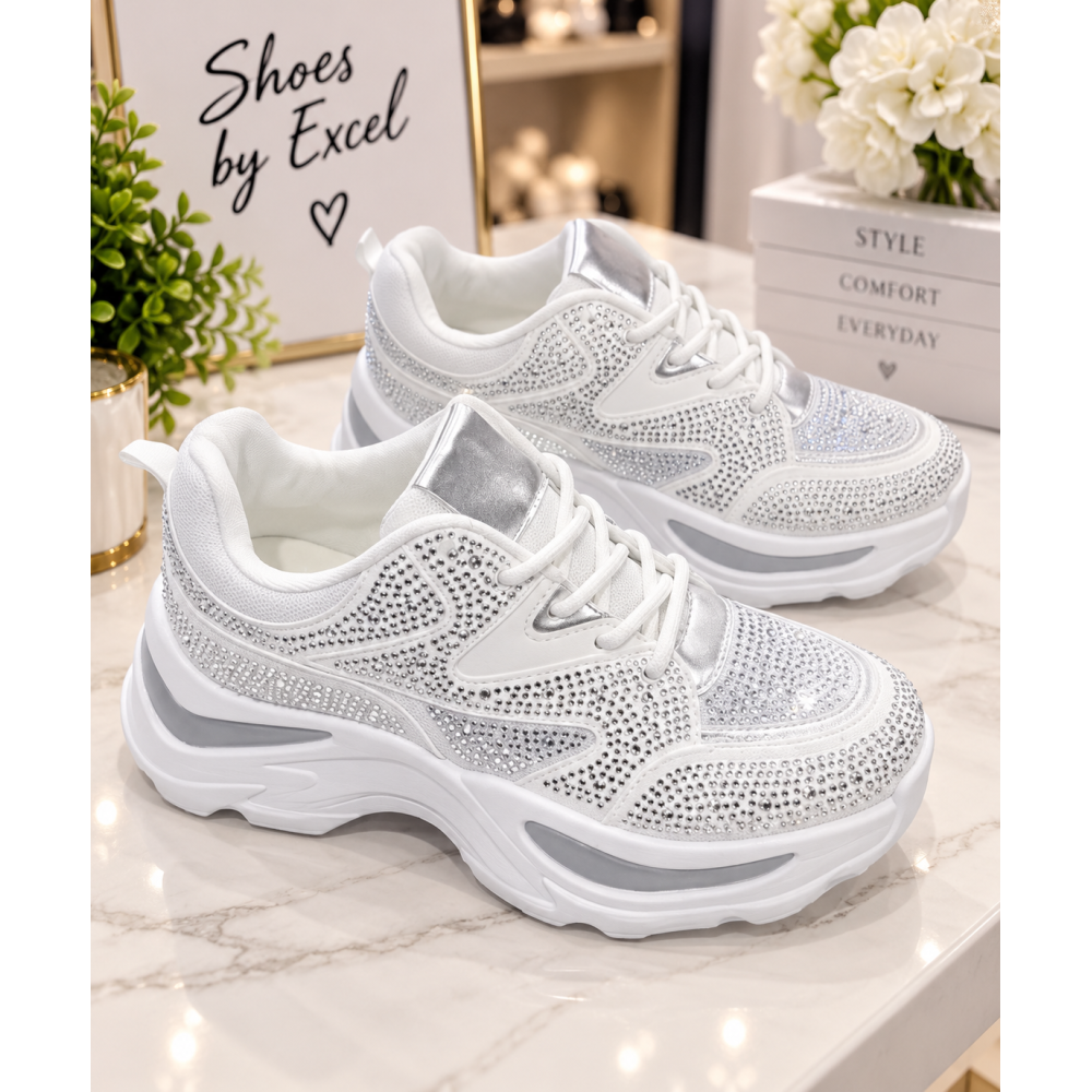 ΓΥΝΑΙΚΕΙΑ CHUNKY SNEAKERSSHOES BY EXCEL ΜΕ ΣΤΡΑΣ – ΔΙΑΘΕΣΙΜΑ ΣΕ ΜΑΥΡΟ & ΛΕΥΚΟ!!!BO-193