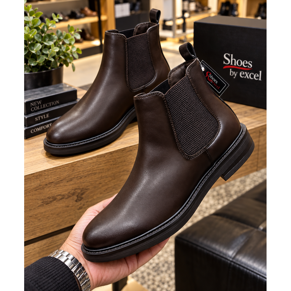 ΑΝΔΡΙΚΑ ΔΕΡΜΑΤΙΝΑ ΜΠΟΤΑΚΙΑ CHELSEA SHOES BY EXCEL – DECARSOZ IN PARIS AUTHENTIC 1977 (ΑΝΑΤΟΜΙΚΑ & ΑΔΙΑΒΡΟΧΑ)!!!Y339