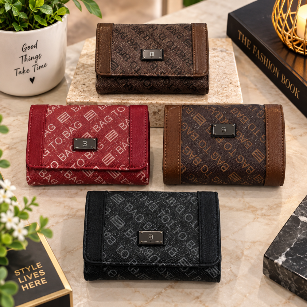 Μικρό Γυναικείο Πορτοφόλι Bag to Bag με Μοτίβο Logo & Μεταλλικό Κούμπωμα!!!555