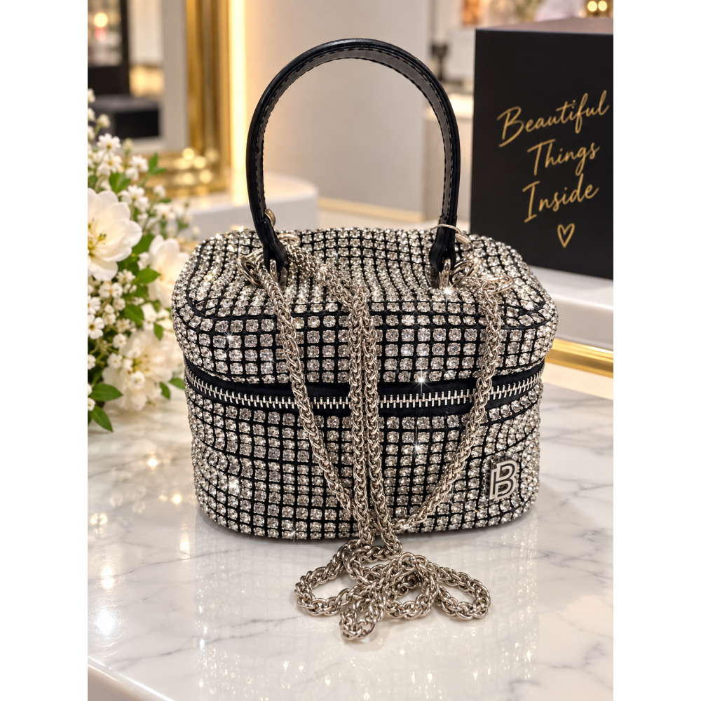 Πολυτελές Τσαντάκι Box με Αλυσίδα (Gold / Black)!!!21945