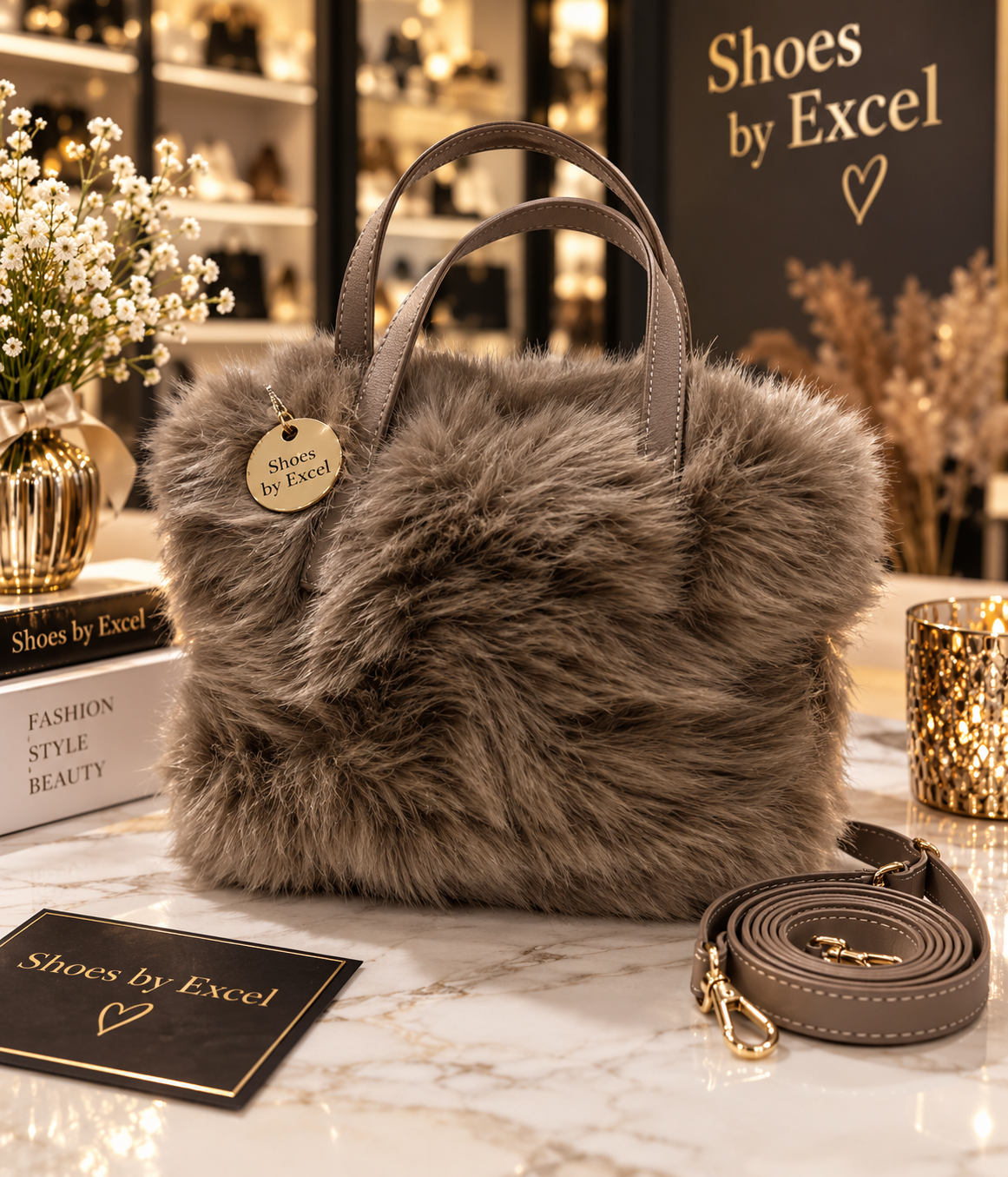 PREMIUM ΓΥΝΑΙΚΕΙΑ ΤΣΑΝΤΑ ΧΕΙΡΟΣ & ΩΜΟΥ FAUX FUR – 3-IN-1 ΜΕ ΑΠΟΣΠΩΜΕΝΟ ΙΜΑΝΤΑ!!!XY2501