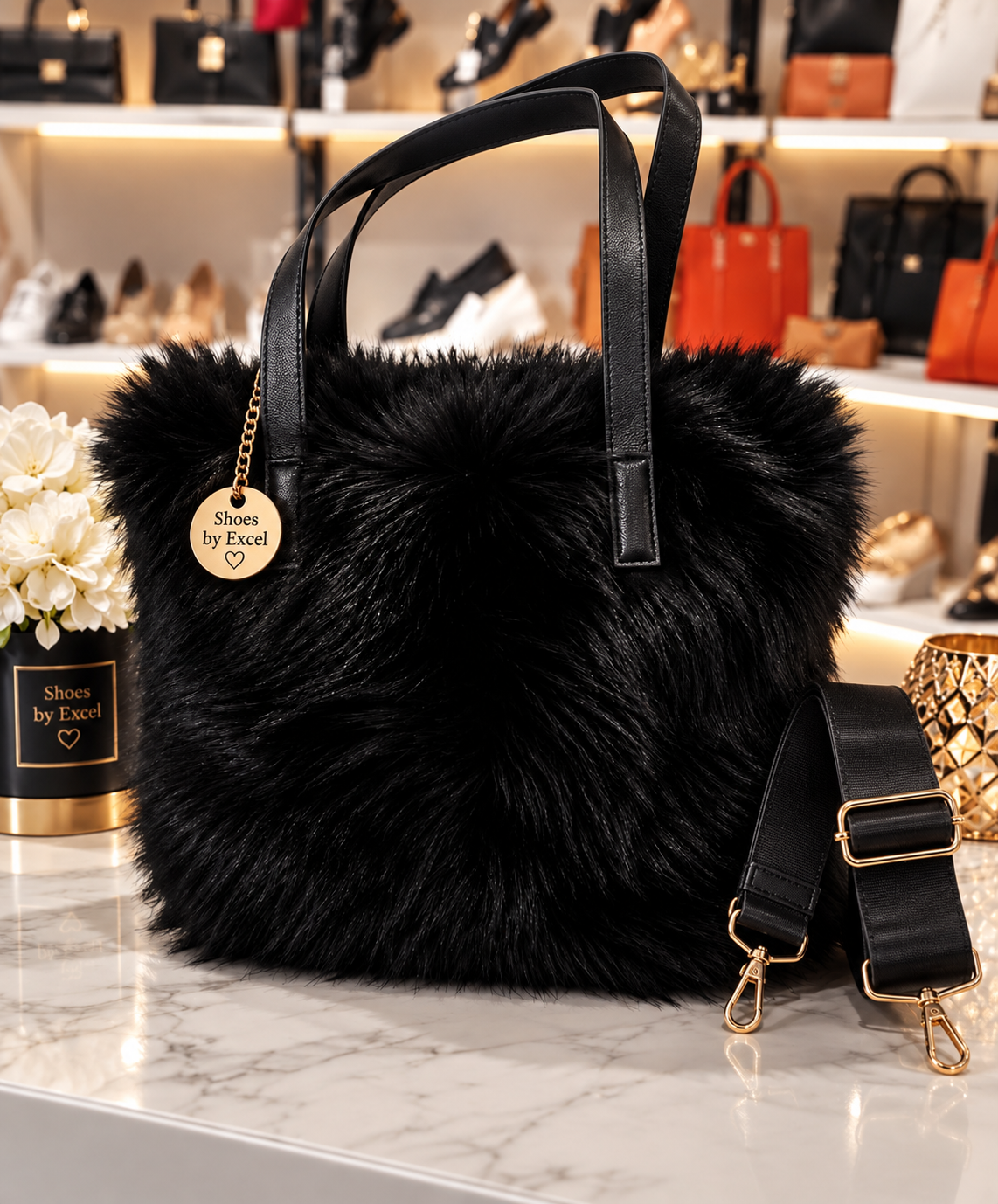Premium Γυναικεία Τσάντα Χειρός & Ώμου Faux Fur – 3-in-1 με Αποσπώμενο Ιμάντα!!!XY2501