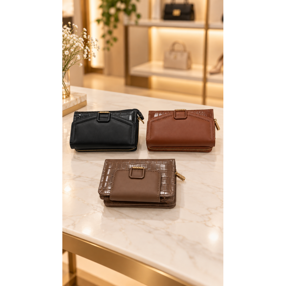 Γυναικείο Πορτοφόλι / Τσαντάκι Clutch με Ανάγλυφη Κροκό Υφή και Μεταλλικό Κούμπωμα!!!YC03035