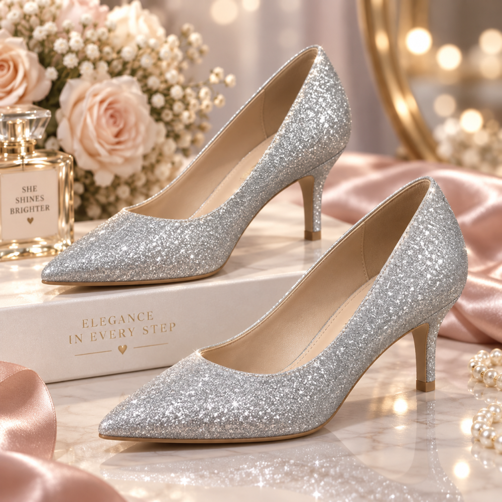 Υπέρκομψες Γόβες με Σταθερό Glitter – Λάμψη & Άνεση σε Μεγάλα Μεγέθη (41-44)DMP987-1A