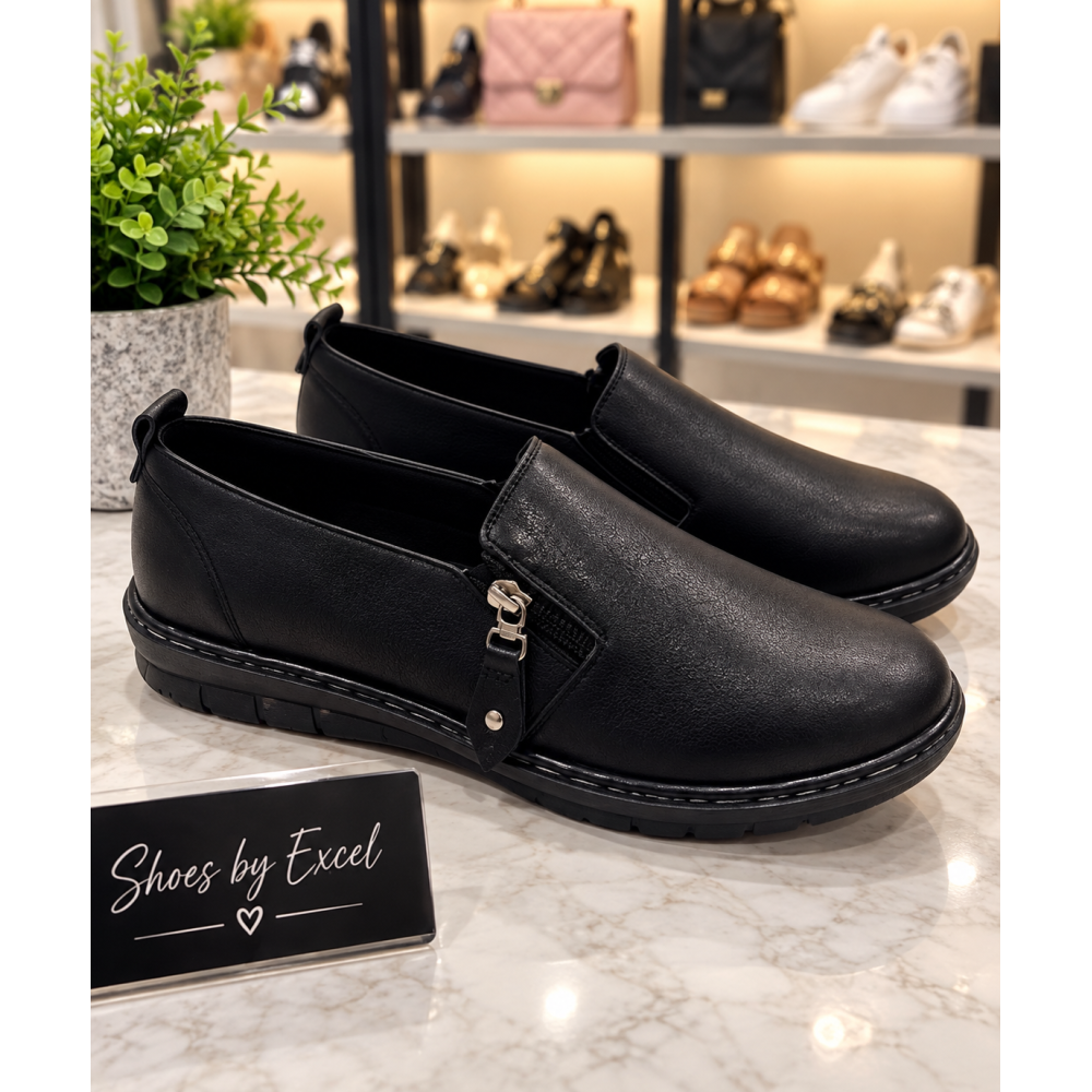 ΑΝΑΤΟΜΙΚΑ ΠΑΠΟΥΤΣΙΑ SLIP-ON ΜΕ ΦΕΡΜΟΥΑΡ – ΚΑΦΕ / ΜΑΥΡΟ!!!S21
