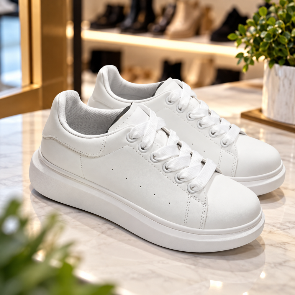Unisex Ανατομικά Sneakers Flat με Ματ Υφή (Λευκό / Μαύρο) – No 36-46!B500