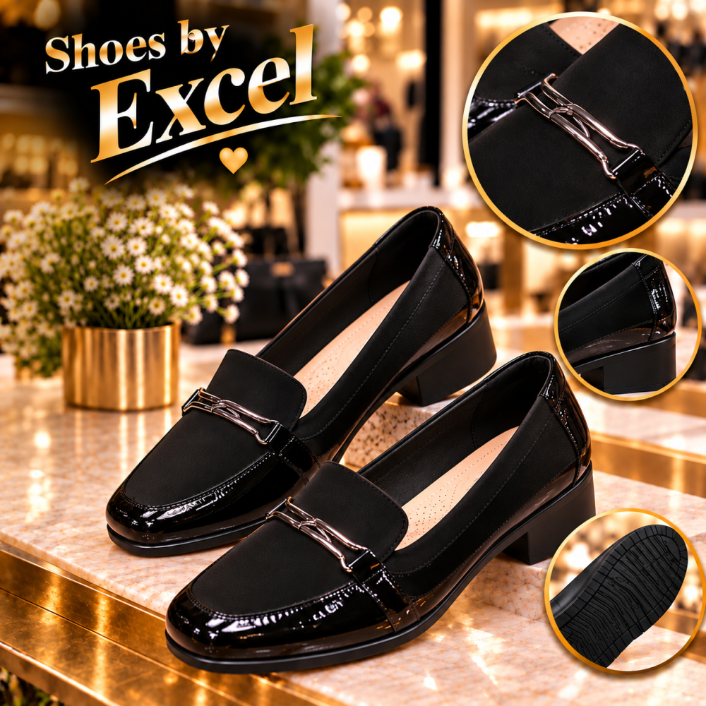 Γυναικεία Ανατομικά Loafers Μαύρα με Χαμηλό Τακούνι 3.5cm - Shoes by Excel!JH2109